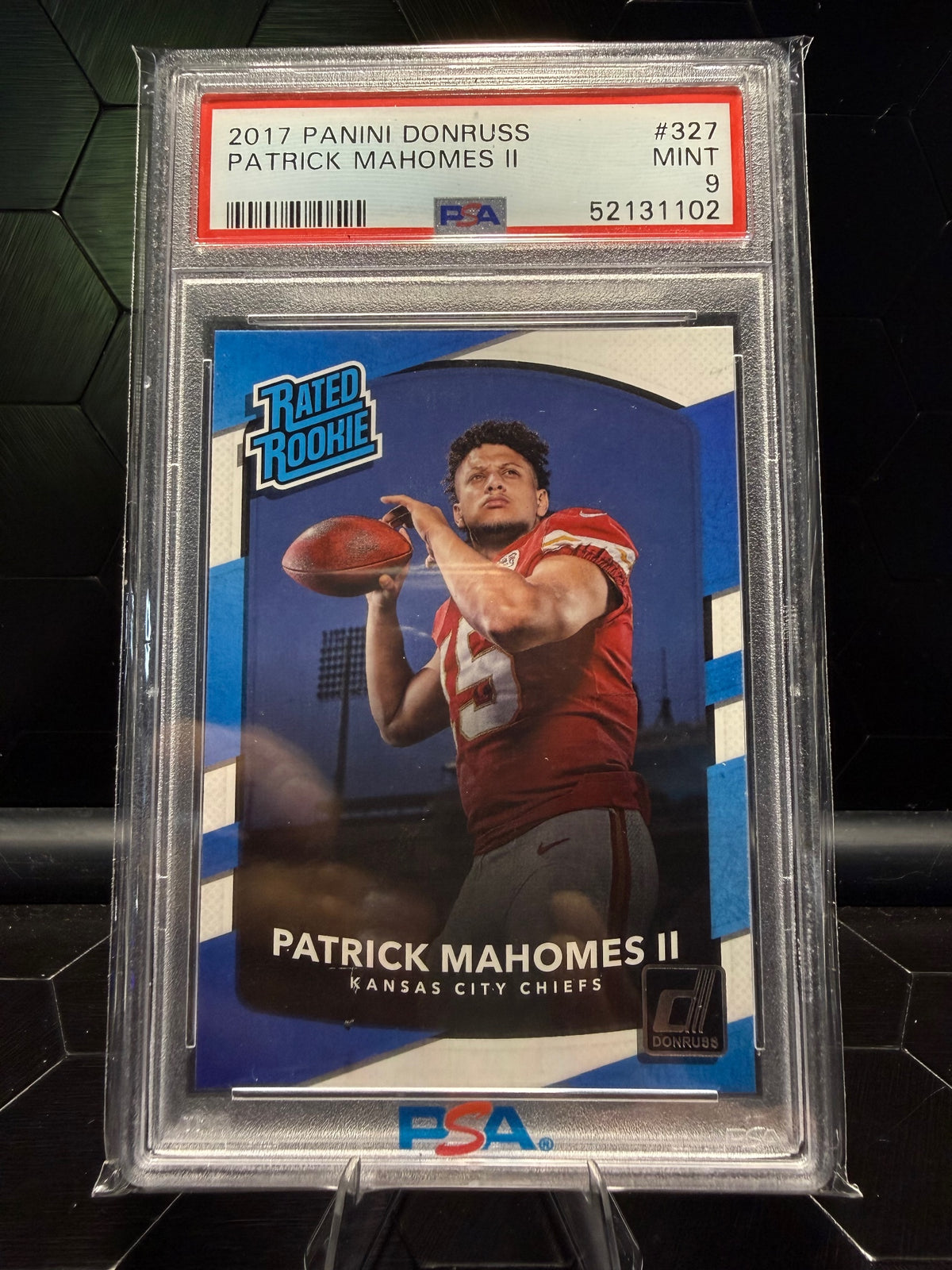 2017 Donruss Patrick Mahomes II #327 Rated Rookie RC PSA 9