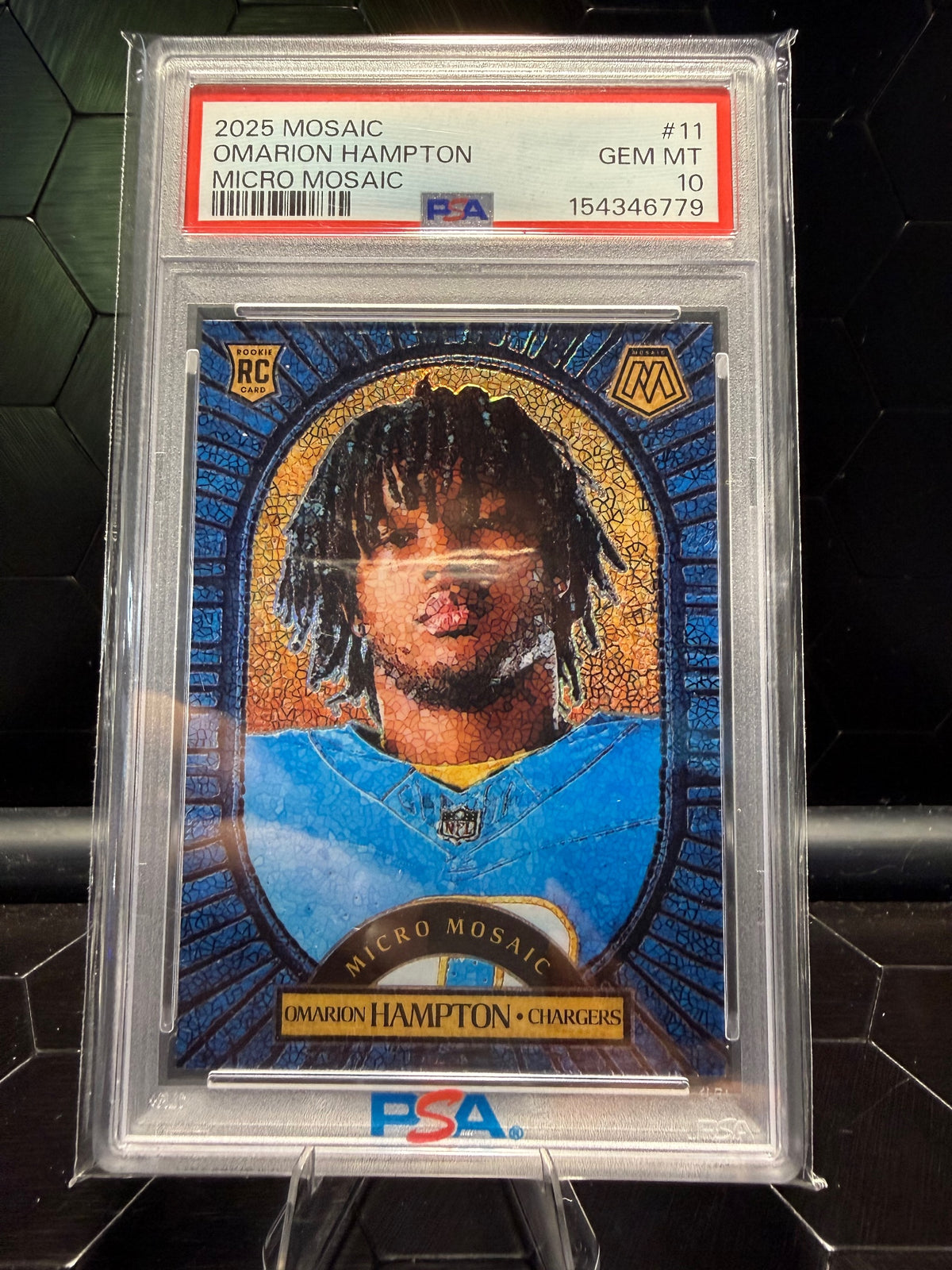 2025 Panini Mosaic Omarion Hampton #11 Micro Mosaic RC PSA 10