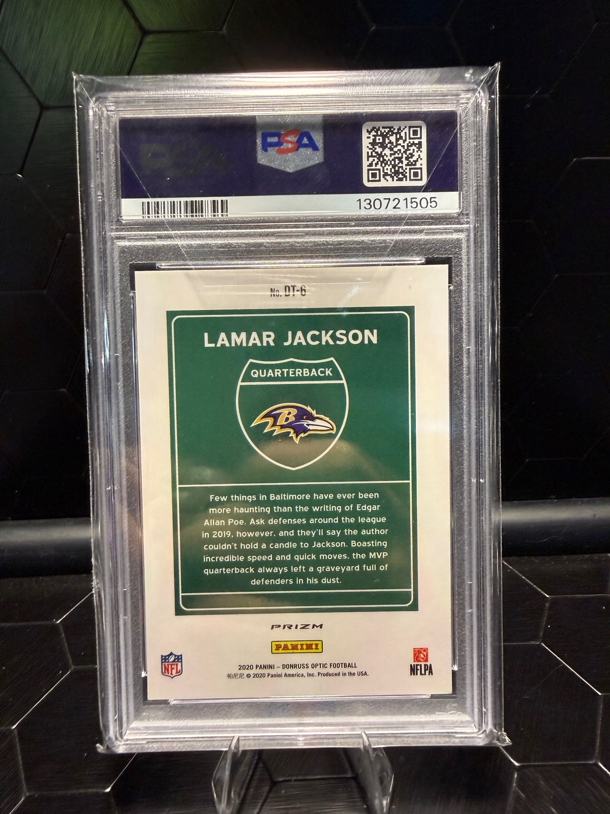2020 Donruss Optic Lamar Jackson #DT-6 Downtown PSA 8