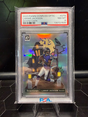 2020 Donruss Optic Lamar Jackson #DT-6 Downtown PSA 8