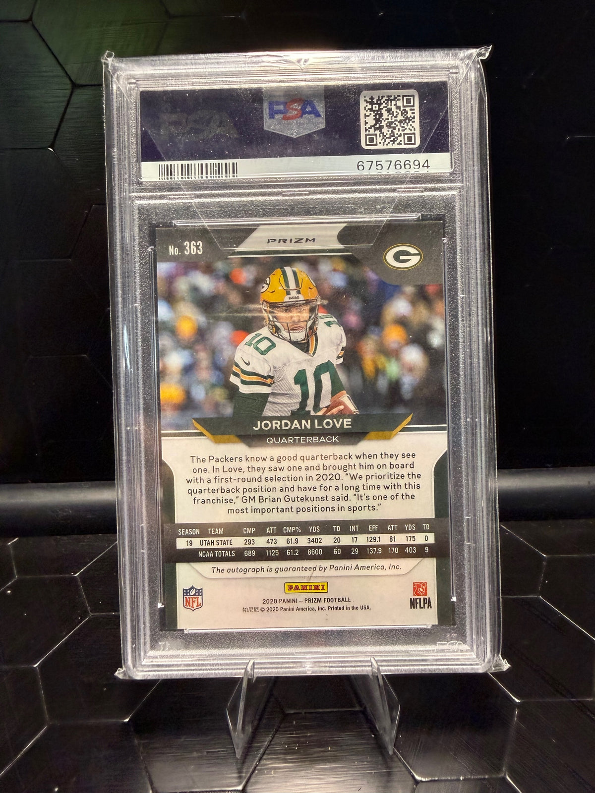 2020 Panini Prizm Jordan Love #363 No Huddle Prizm Rookie Auto PSA 9