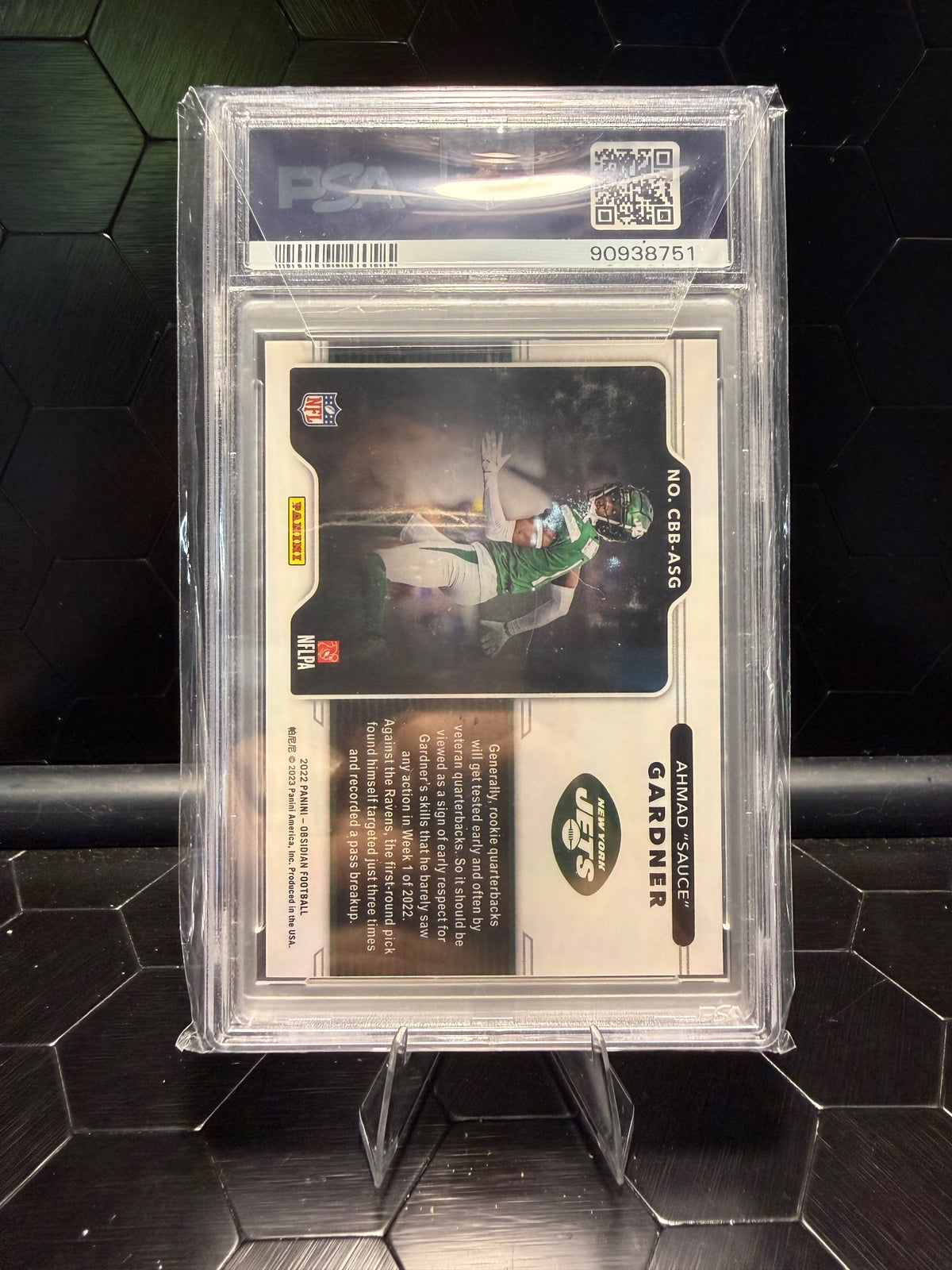 2022 Panini Obsidian Ahmad "Sauce" Gardner #CB-ASG Color Blast Black RC PSA 10