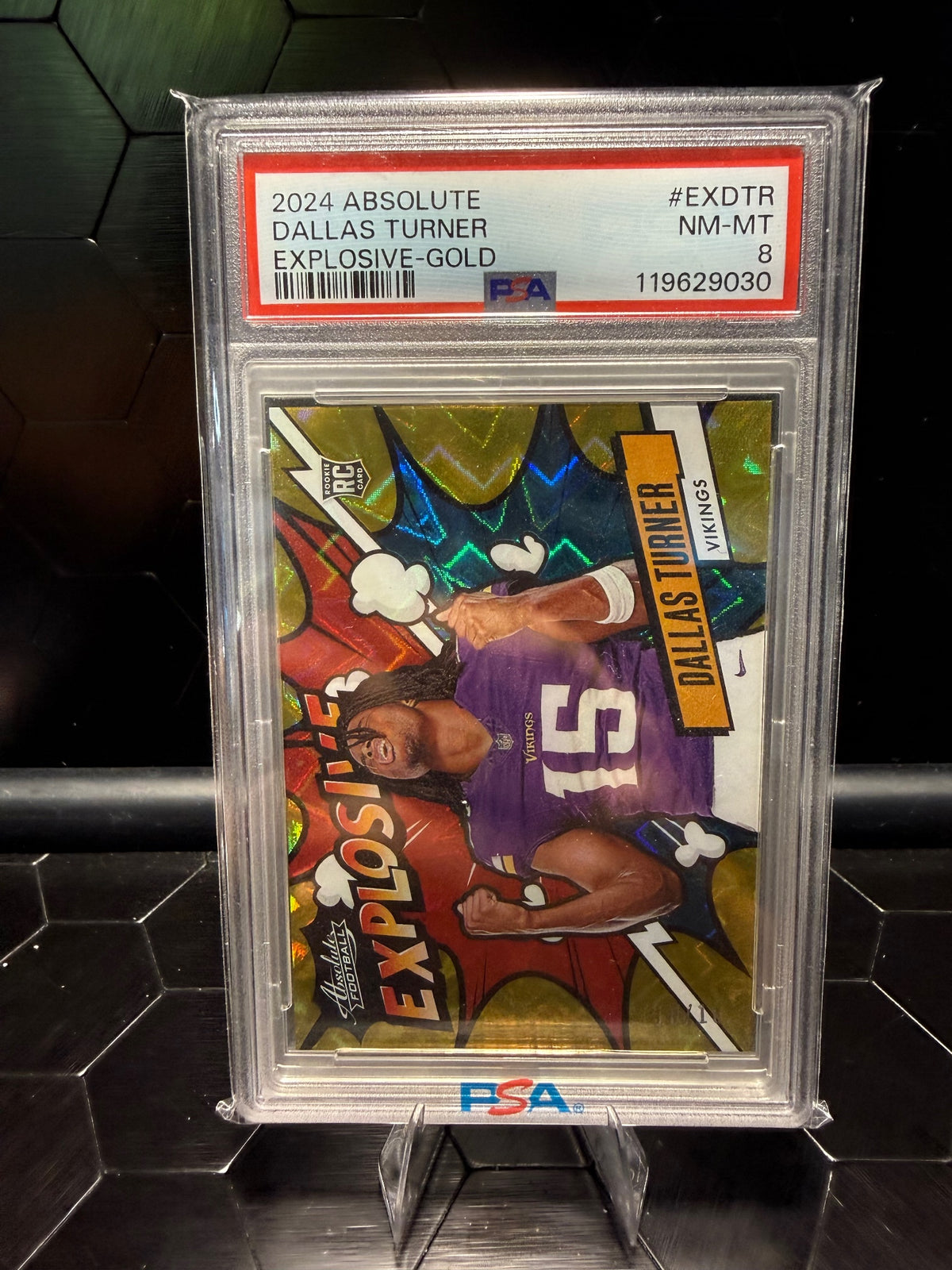 2024 Absolute Dallas Turner #EXDTR Explosive Gold RC /10 PSA 8