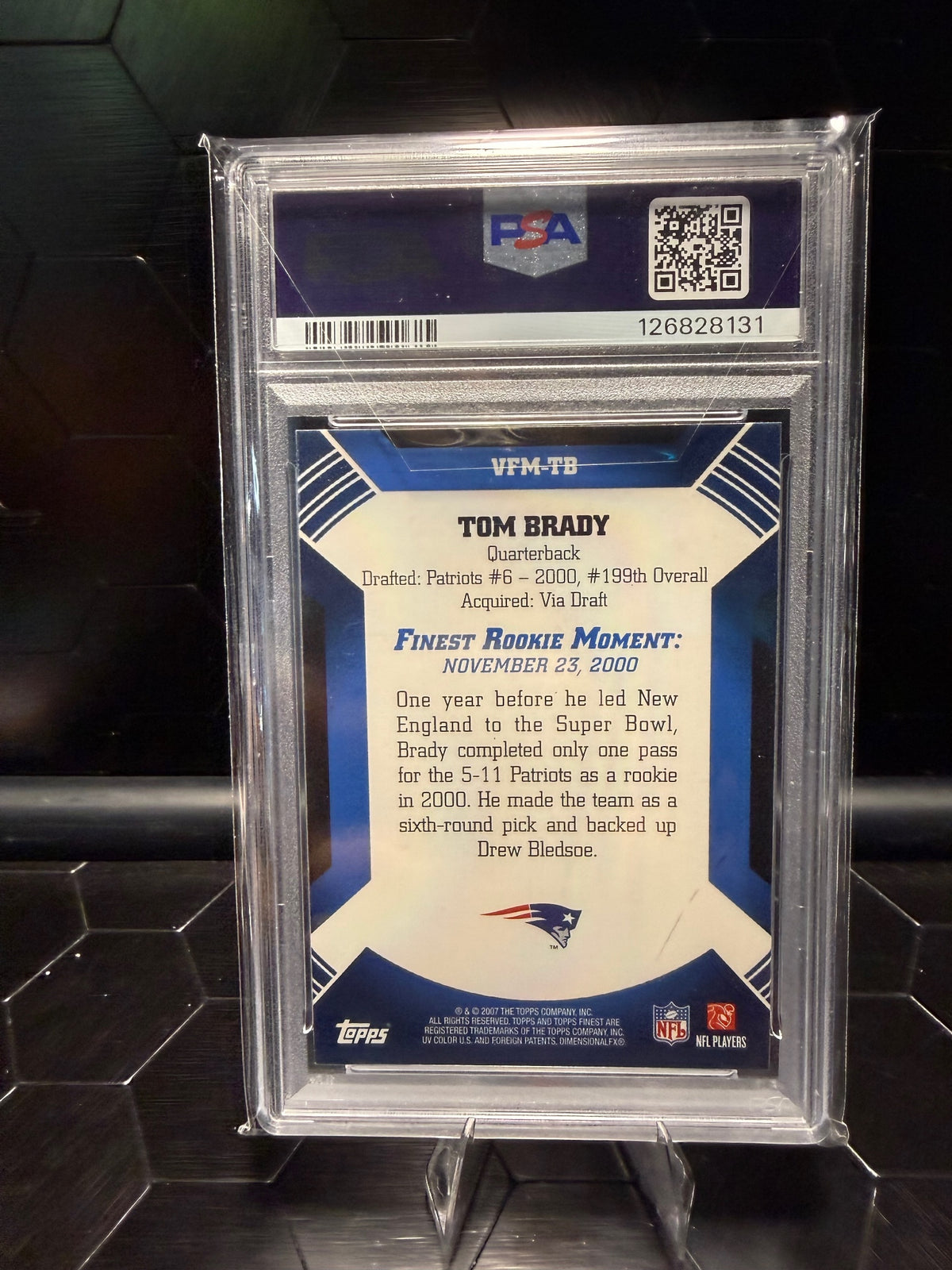 2007 Topps Finest Tom Brady #VFM-TB Finest Moments PSA 10