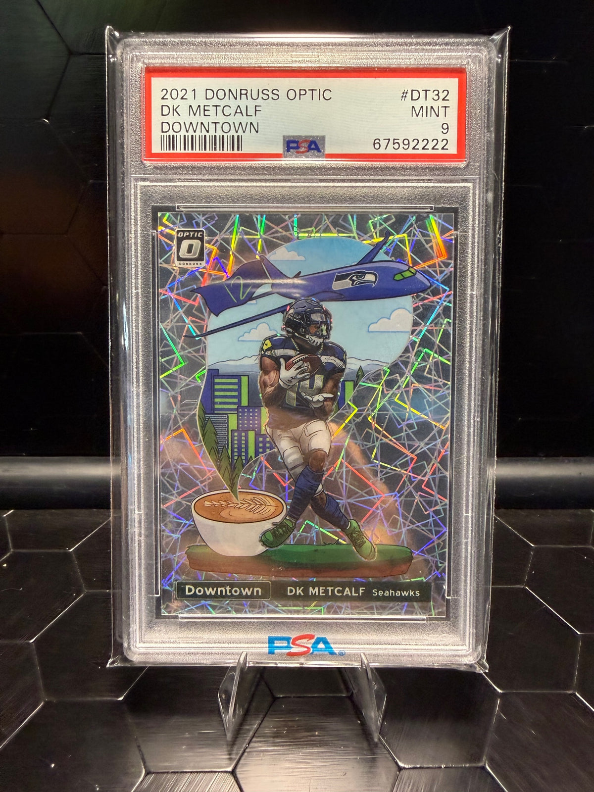 2021 Donruss Optic DK Metcalf #DT-32 Downtown PSA 9