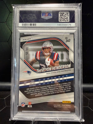 2025 Panini Prizm TreVeyon Henderson #343 Blue Shimmer RC /35 PSA 10