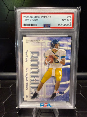 2000 SkyBox Impact Tom Brady #27 Rookie RC PSA 8