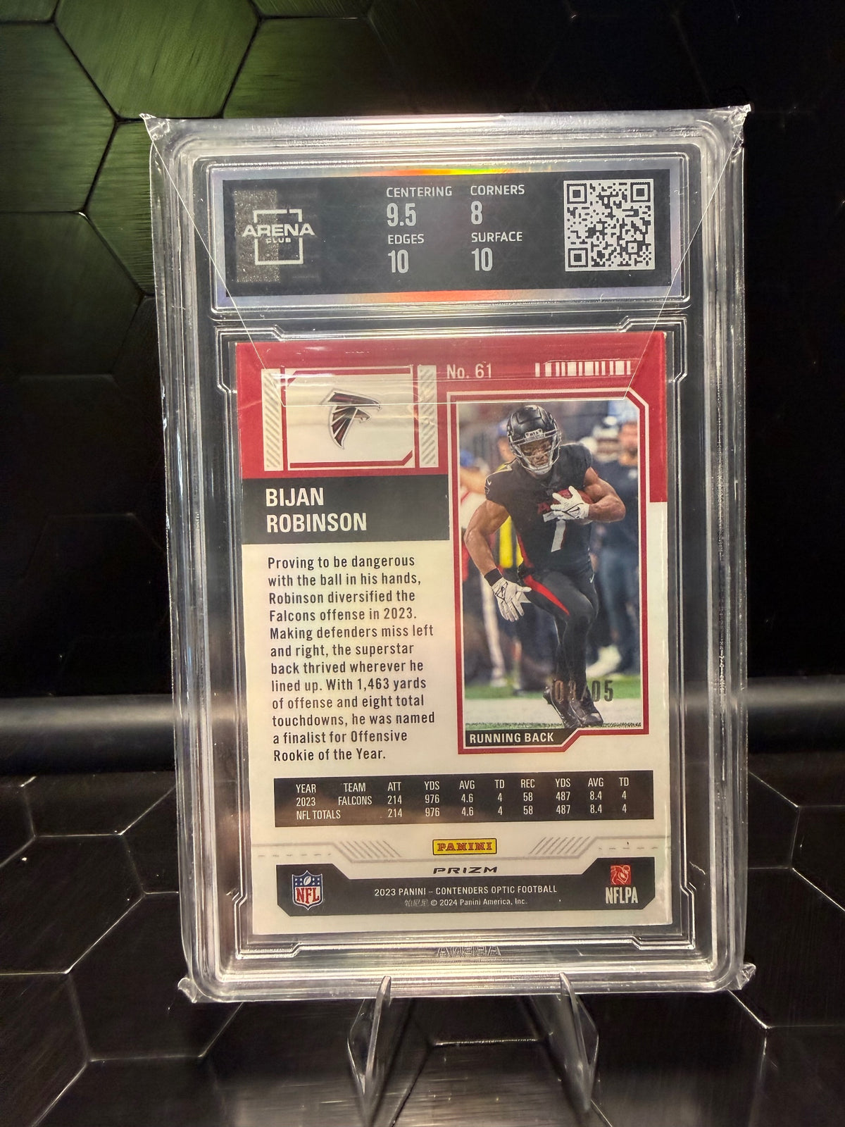 2023 Donruss Optic Bijan Robinson #61 Black Pulsar RC 03/05 Arena 8.5