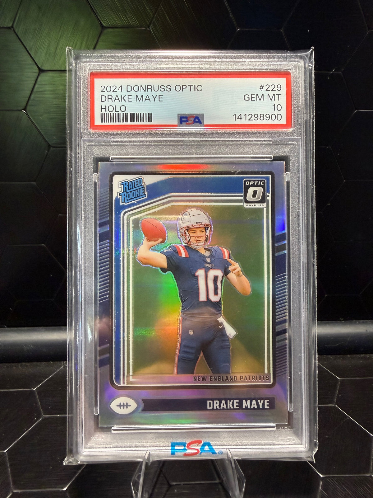 2024 Donruss Optic Drake Maye #229 Holo Rated Rookie PSA 10