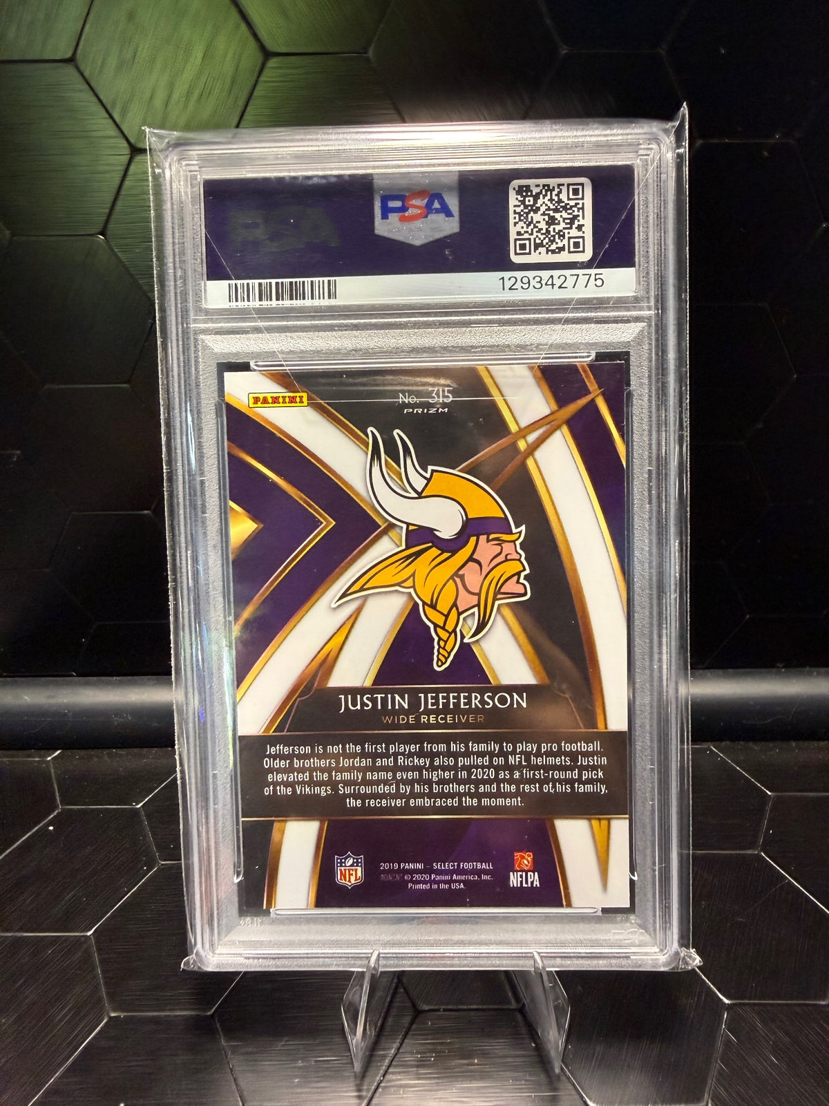 2019 Select Justin Jefferson #315 2020 XRC Prizm Redemption PSA 10