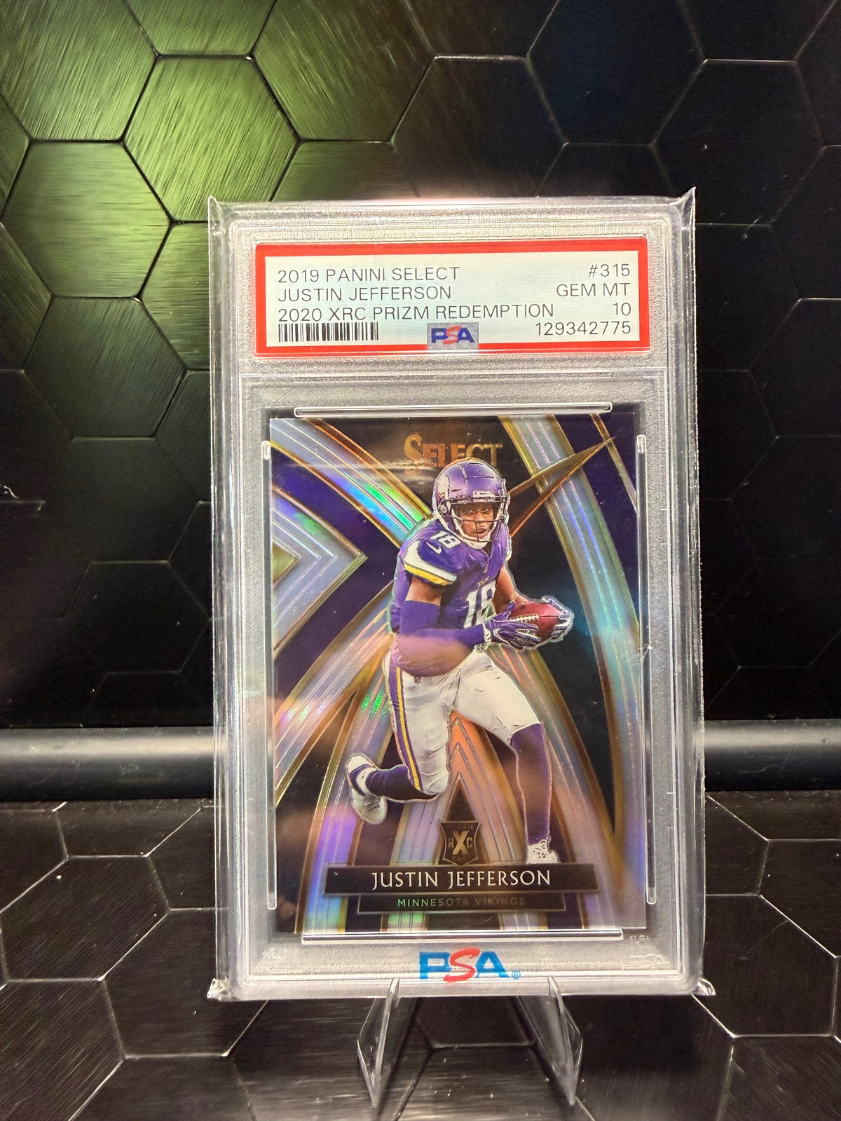 2019 Select Justin Jefferson #315 2020 XRC Prizm Redemption PSA 10