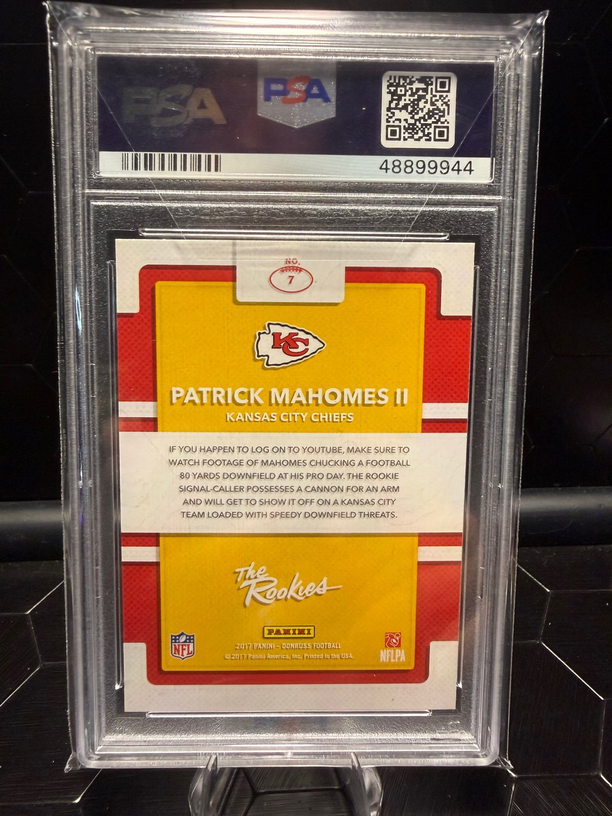 2017 Donruss Patrick Mahomes II #7 The Rookies RC PSA 9