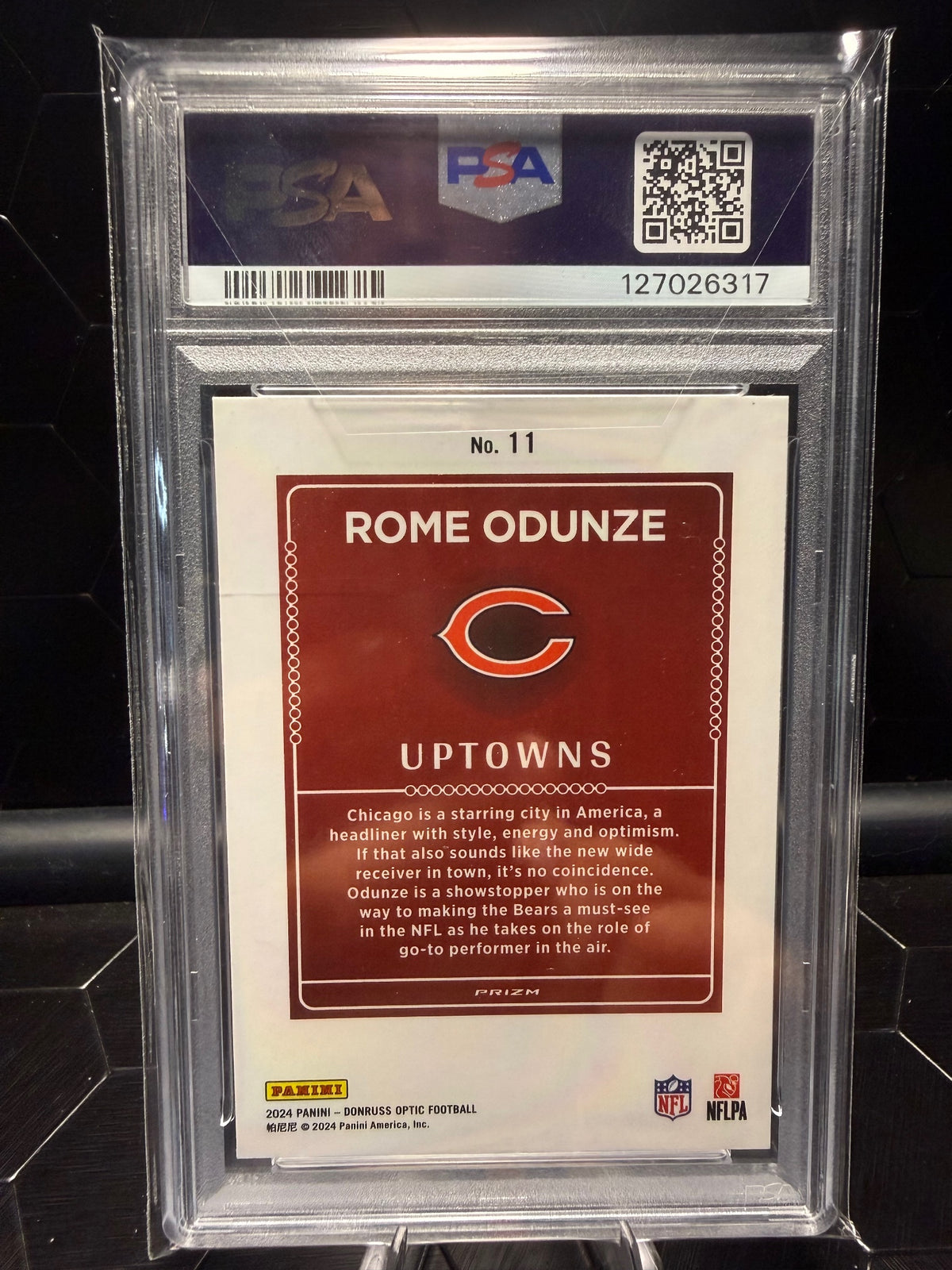 2024 Donruss Optic Rome Odunze #11 Uptowns RC PSA 10