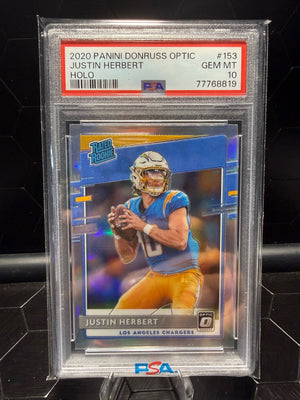 2020 Donruss Optic Justin Herbert #153 Holo Rated Rookie RC PSA 10