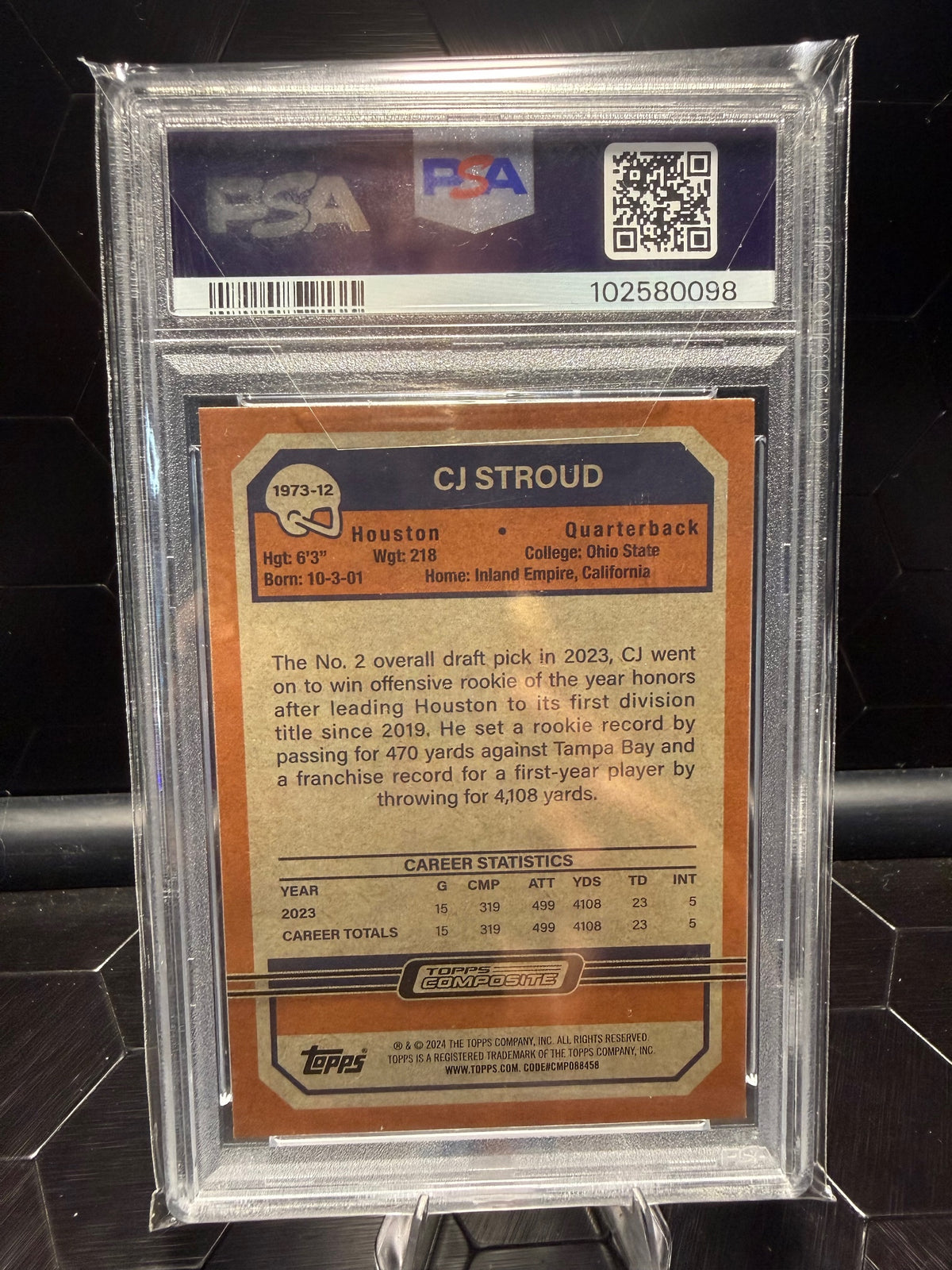 2023 Topps Composite C.J. Stroud #12 1973 Topps FB Chrome X-Fractor RC PSA 10