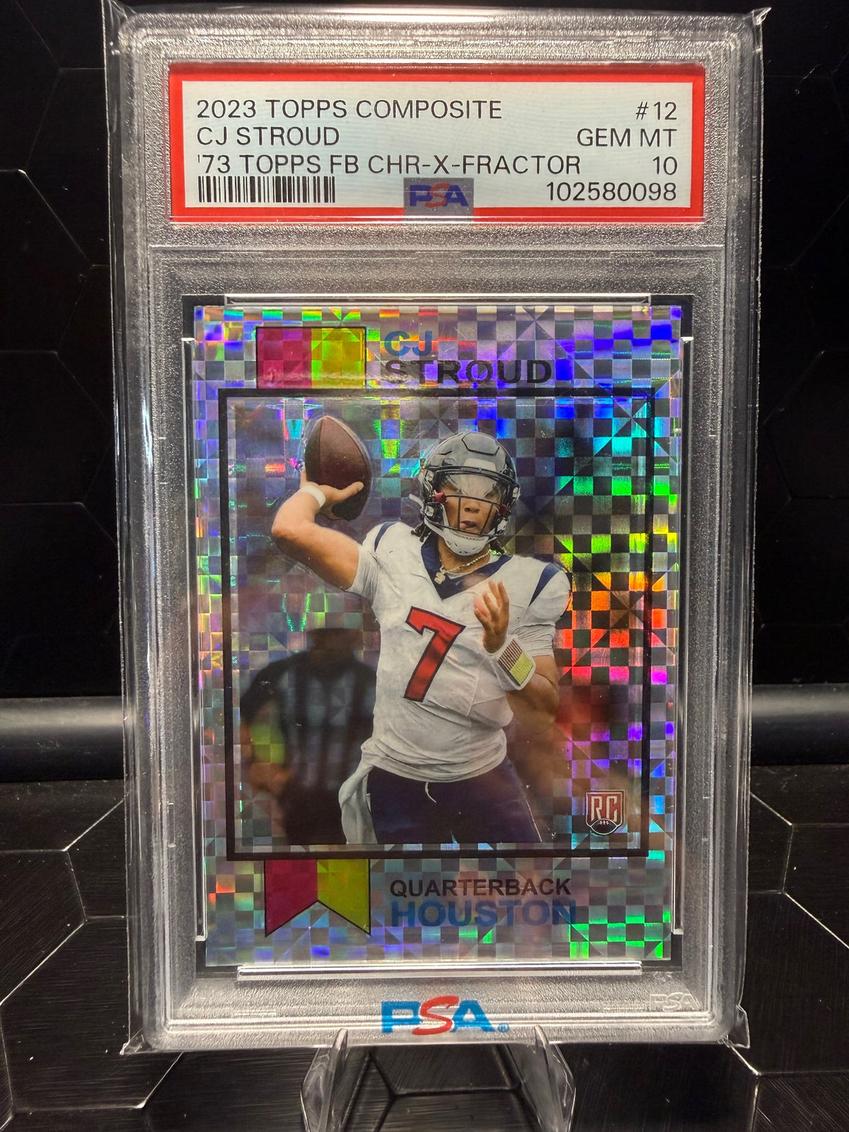 2023 Topps Composite C.J. Stroud #12 1973 Topps FB Chrome X-Fractor RC PSA 10