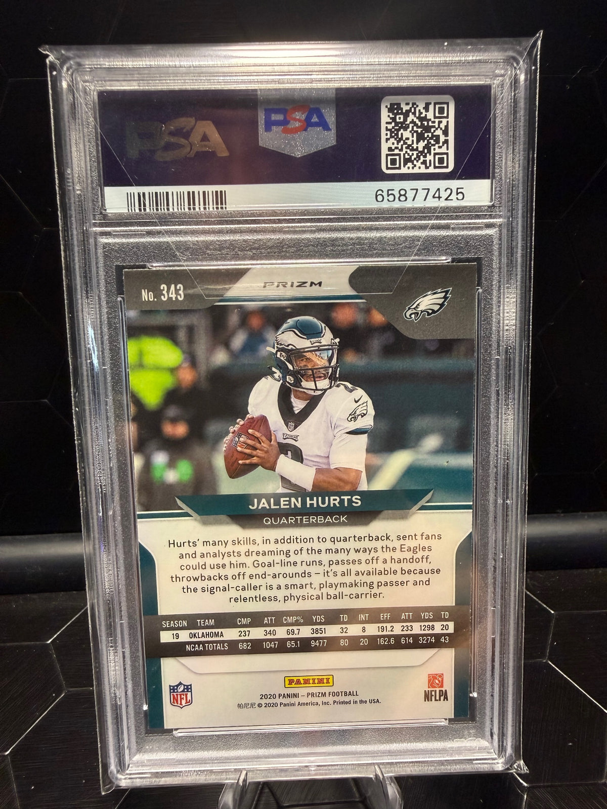 2020 Panini Prizm Jalen Hurts #343 Green Prizm RC PSA 10