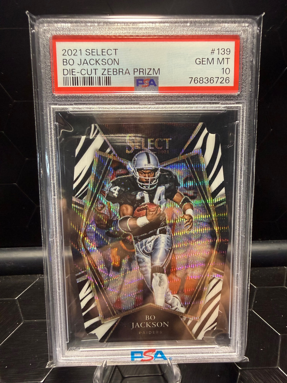 2021 Select Bo Jackson #139 Zebra Prizm Die-Cut PSA 10