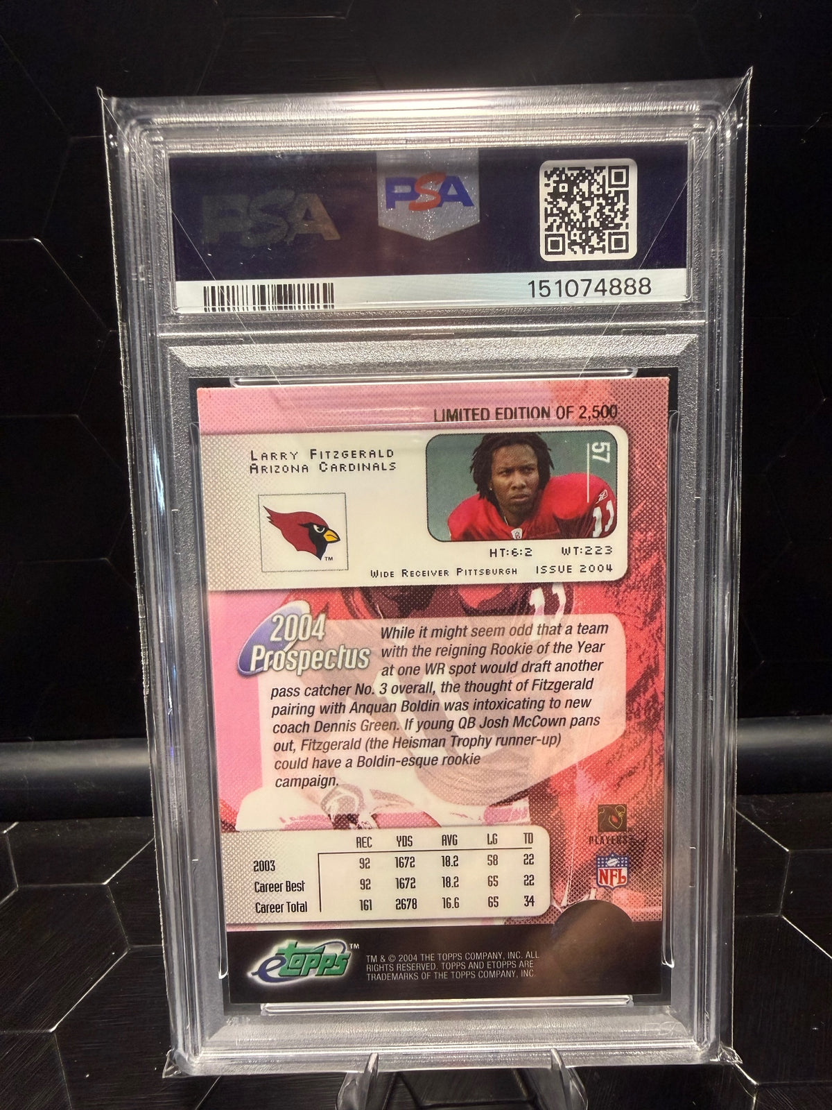 2004 eTopps Larry Fitzgerald #57 Rookie RC /2500 PSA 9