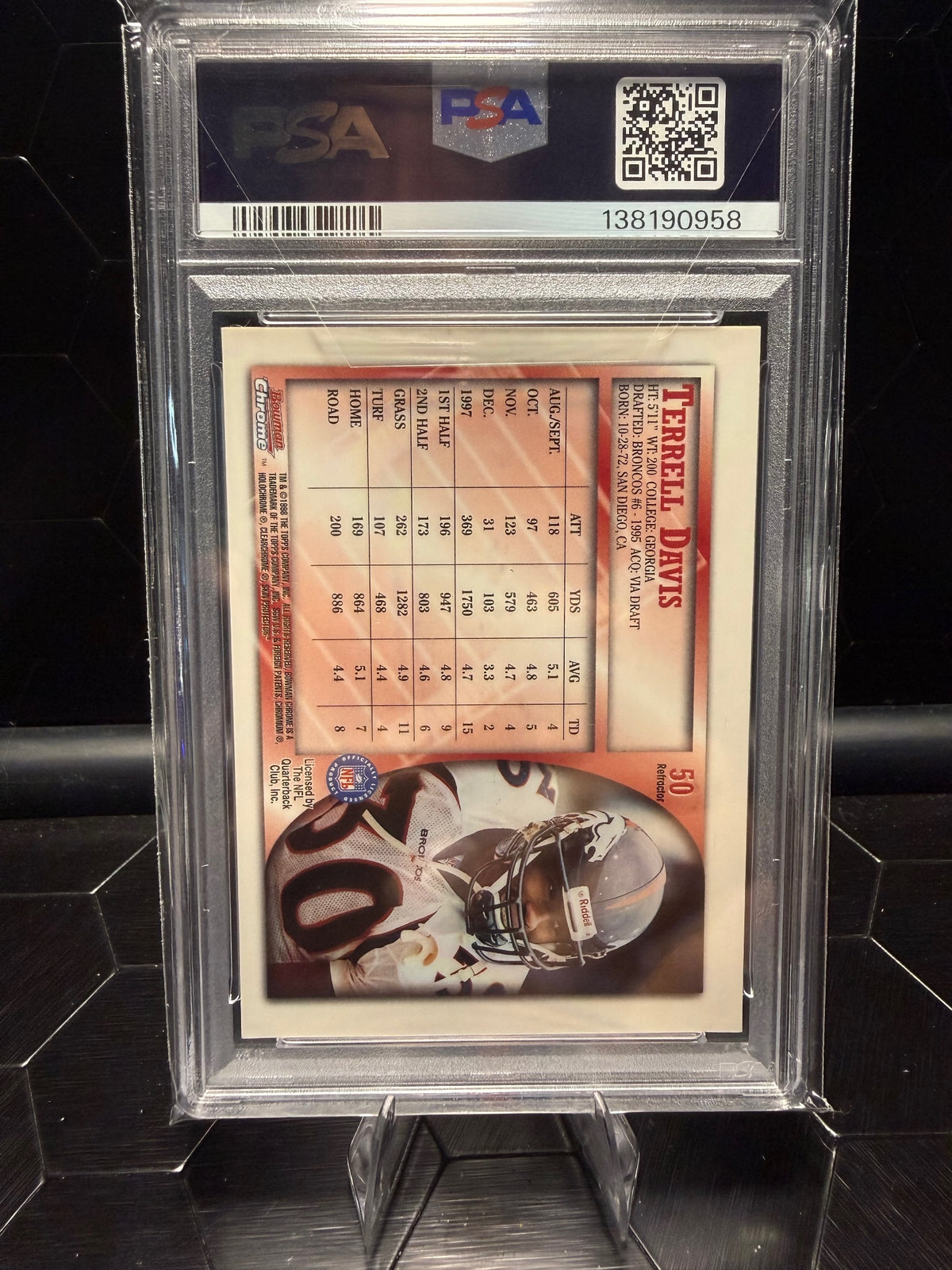 1998 Bowman Chrome Terrell Davis #50 Refractor PSA 9