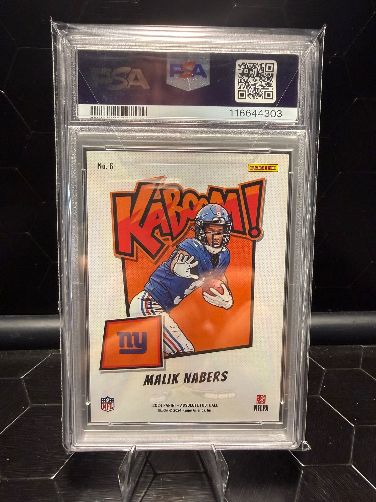 2024 Absolute Malik Nabers #6 Kaboom Horizontal RC PSA 10
