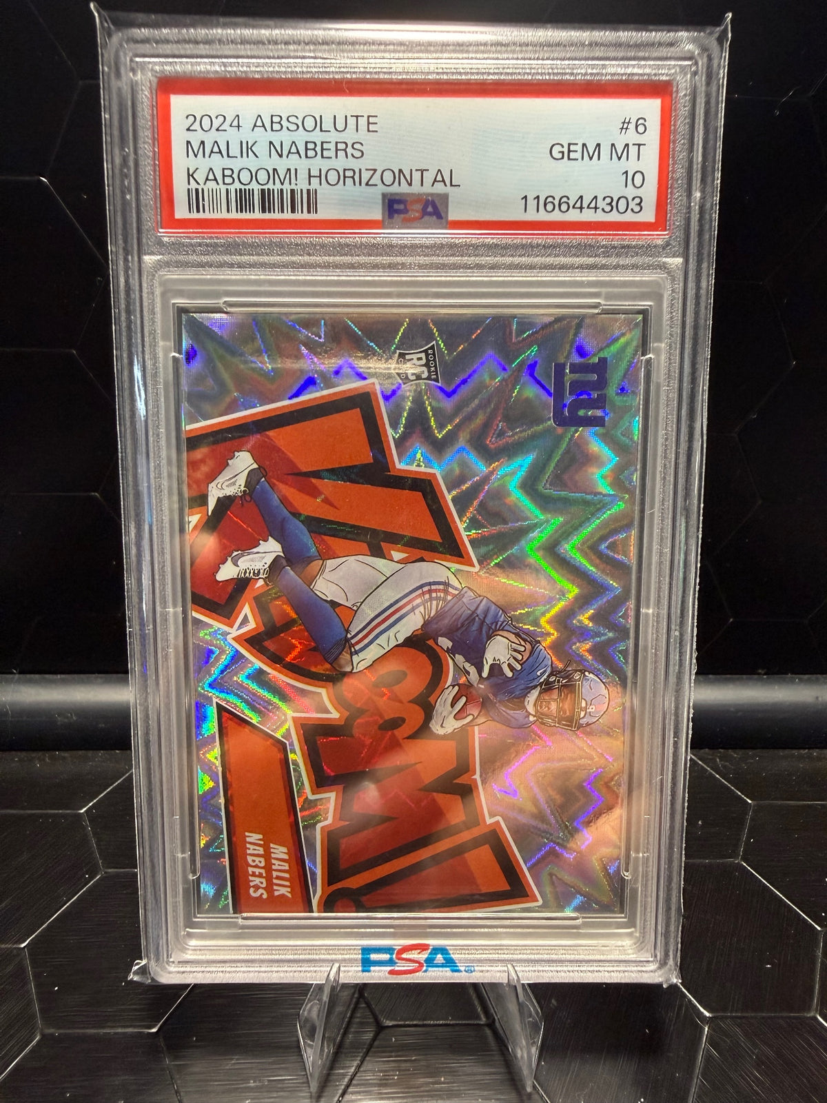 2024 Absolute Malik Nabers #6 Kaboom Horizontal RC PSA 10