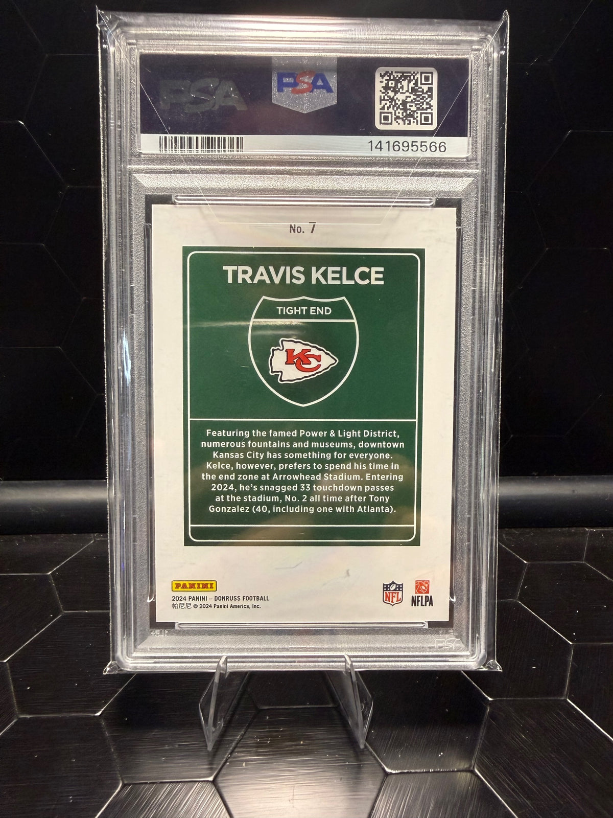 2024 Donruss Travis Kelce #7 Downtown PSA 9