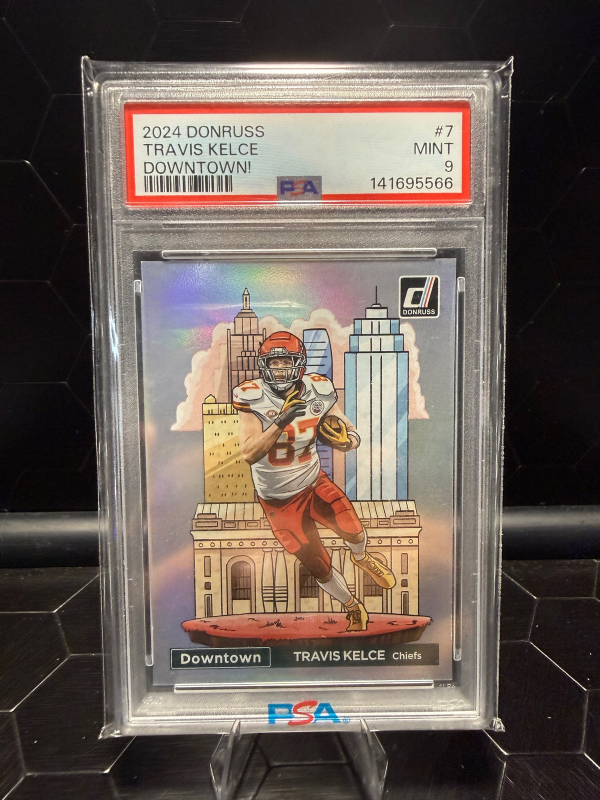 2024 Donruss Travis Kelce #7 Downtown PSA 9