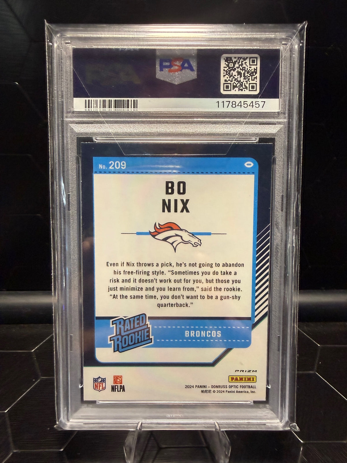 2024 Donruss Optic Bo Nix #209 Rated Rookie Holo PSA 10