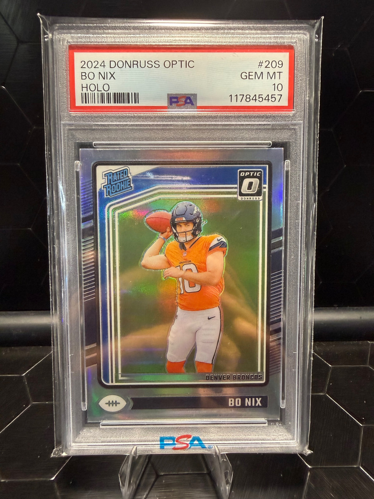 2024 Donruss Optic Bo Nix #209 Rated Rookie Holo PSA 10