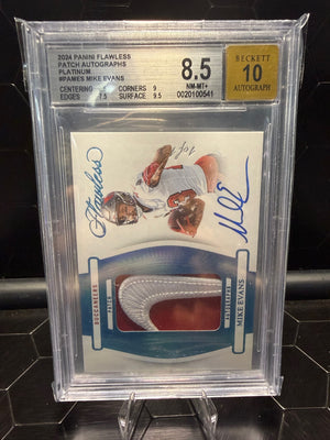 2024 Panini Flawless Mike Evans #PAMES Patch Auto Platinum 1/1 BGS 8.5 Auto 10