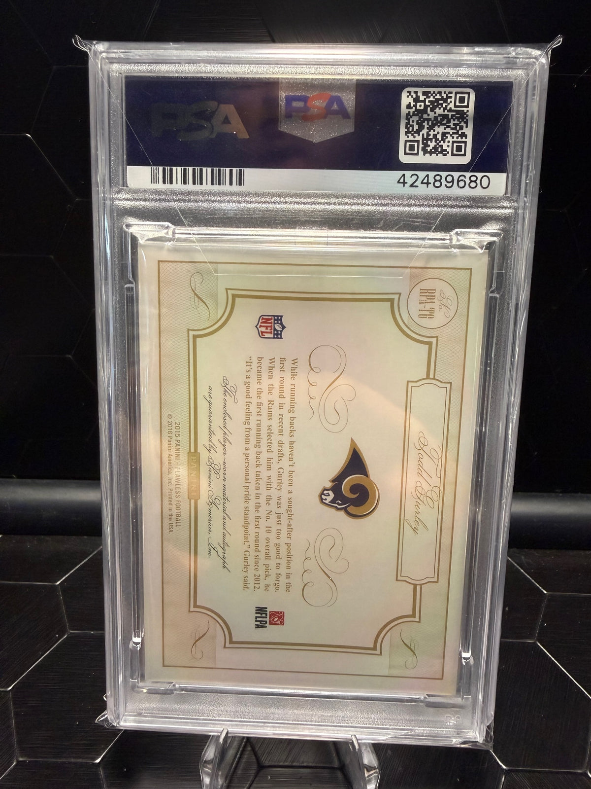 2015 Panini Flawless Todd Gurley #RPATG Gold Rookie Patch Auto /10 PSA 9
