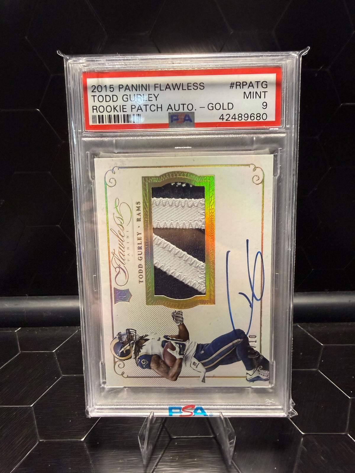 2015 Panini Flawless Todd Gurley #RPATG Gold Rookie Patch Auto /10 PSA 9