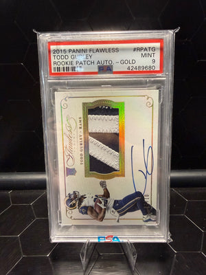 2015 Panini Flawless Todd Gurley #RPATG Gold Rookie Patch Auto /10 PSA 9