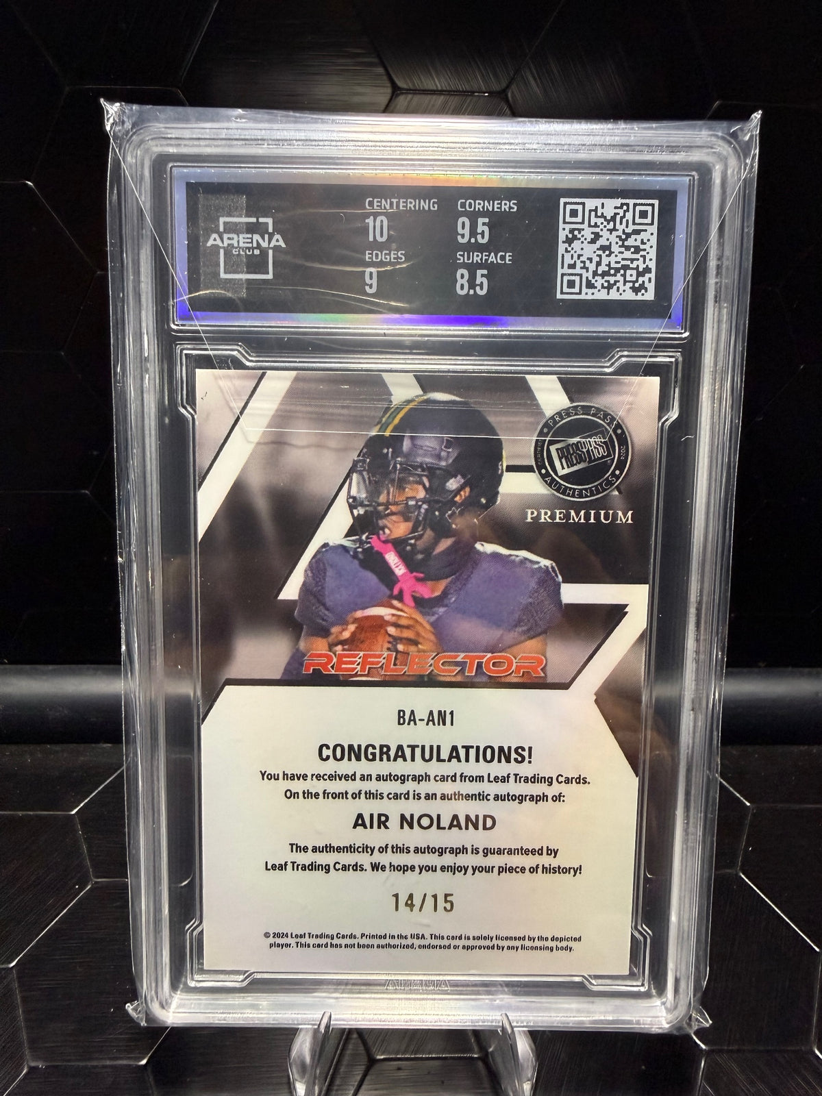 2024 Press Pass Premium Air Noland Purple Reflector Auto /15 Arena 9 Auto 10