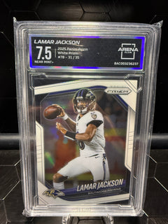 2025 Panini Prizm Lamar Jackson #78 White Prizm /35 Arena 7.5