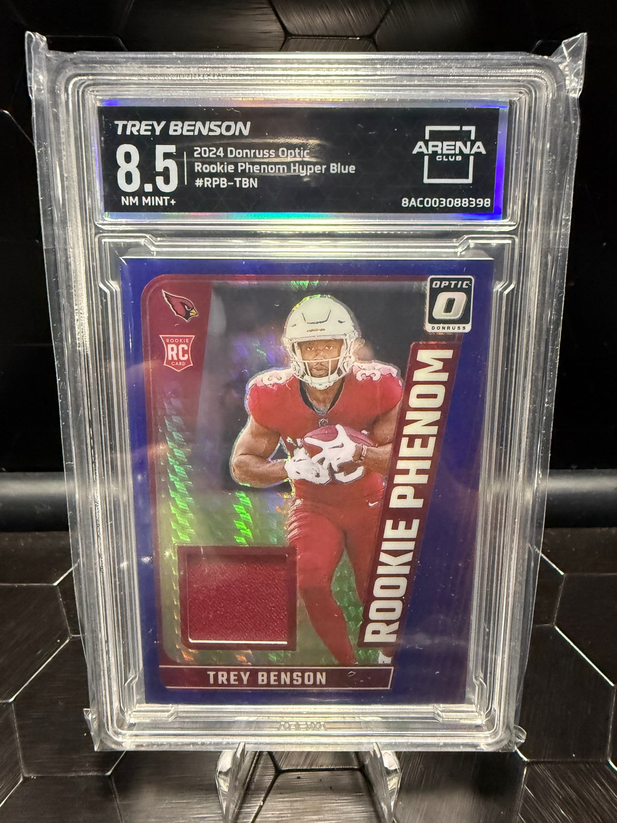 2024 Donruss Optic Trey Benson #RRP-TBN Rookie Phenom Hyper Blue RC Arena 8.5