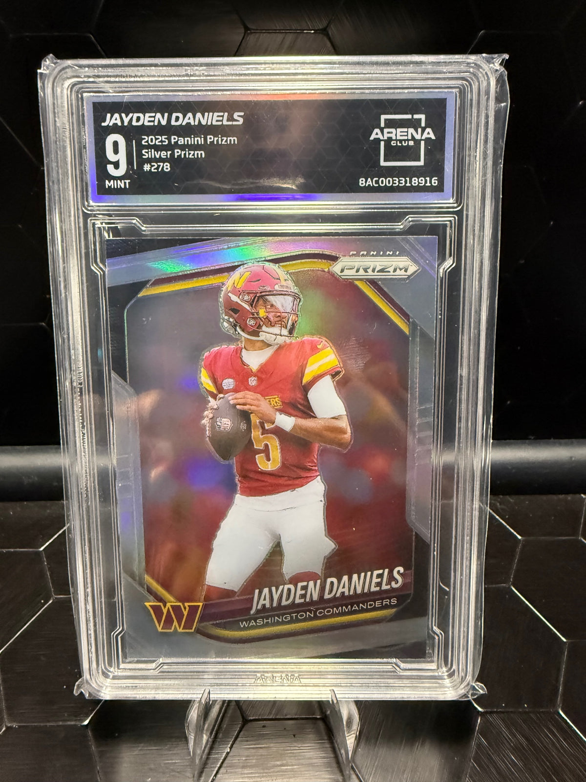 2025 Panini Prizm Jayden Daniels #278 Silver Prizm Arena Club 9