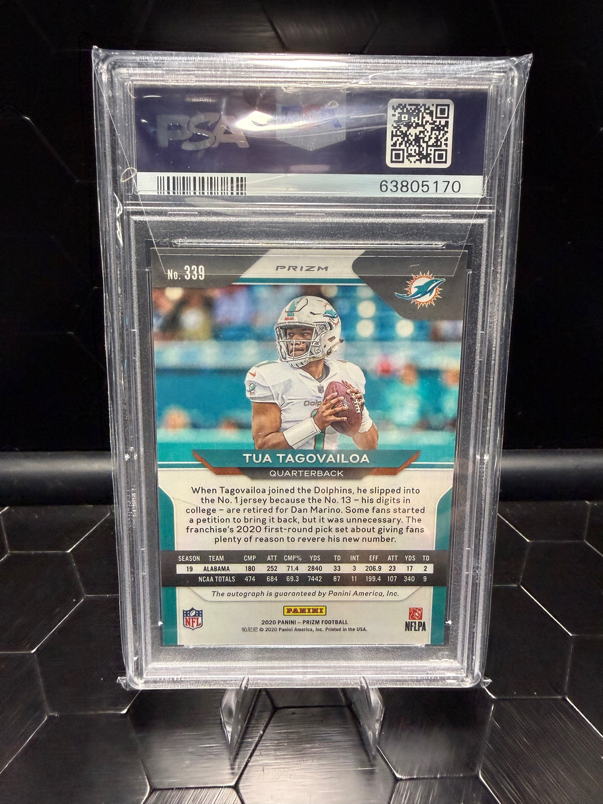 2020 Panini Prizm Tua Tagovailoa #339 Rookie Autograph RC PSA 9