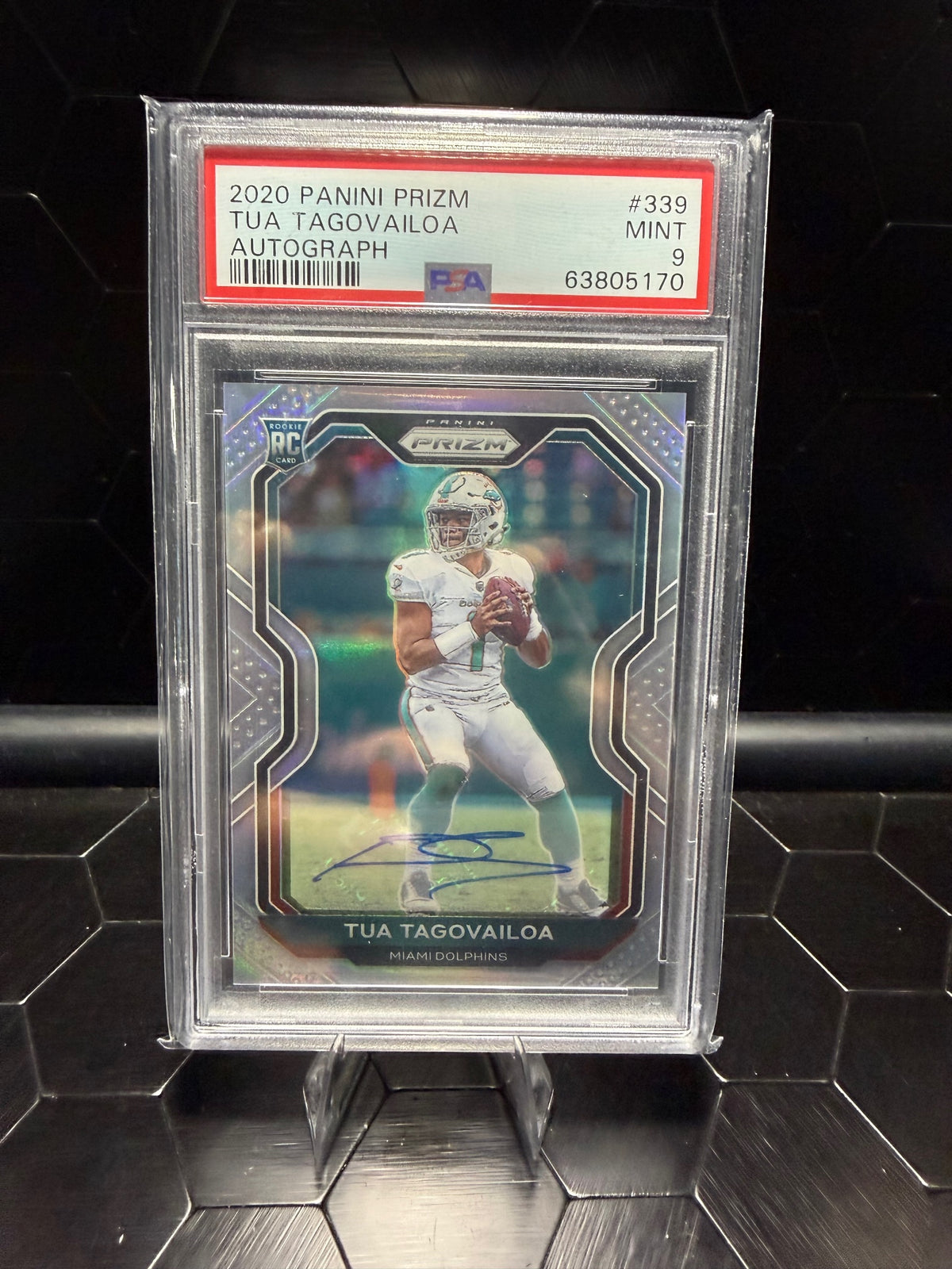2020 Panini Prizm Tua Tagovailoa #339 Rookie Autograph RC PSA 9