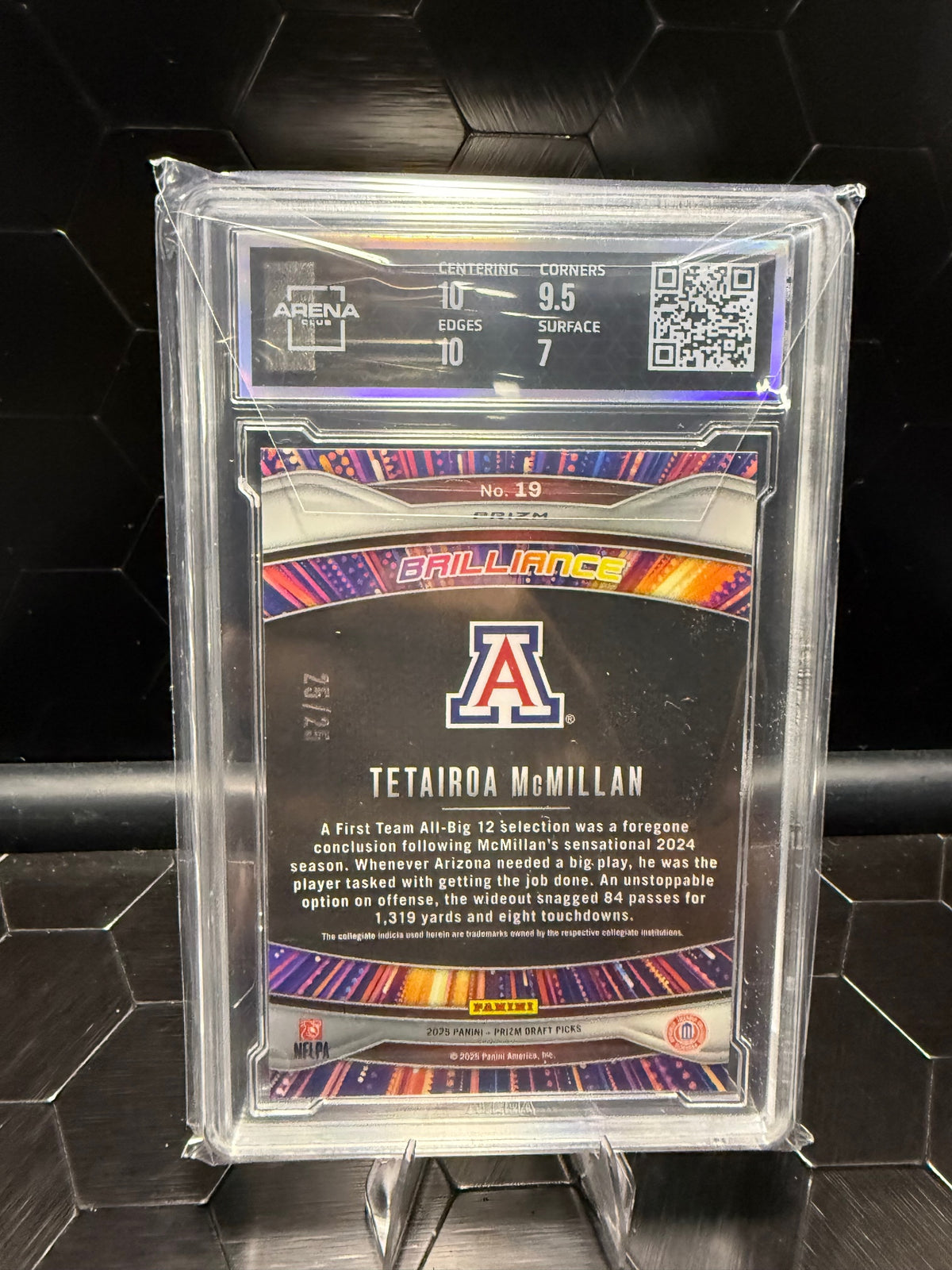 2025 Prizm Draft Picks Tetairoa McMillan #19 Brilliance Mojo /25 Arena 7.5