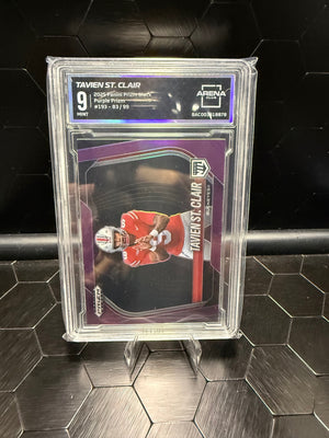 2025 Panini Prizm Tavien St. Clair Purple Prizm RC /99 Arena 9