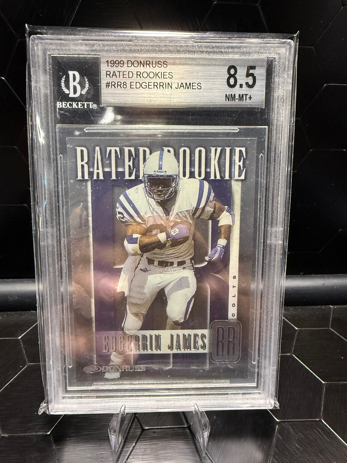 1999 Donruss Edgerrin James #RR8 Rated Rookie 0068/5000 BGS 8.5