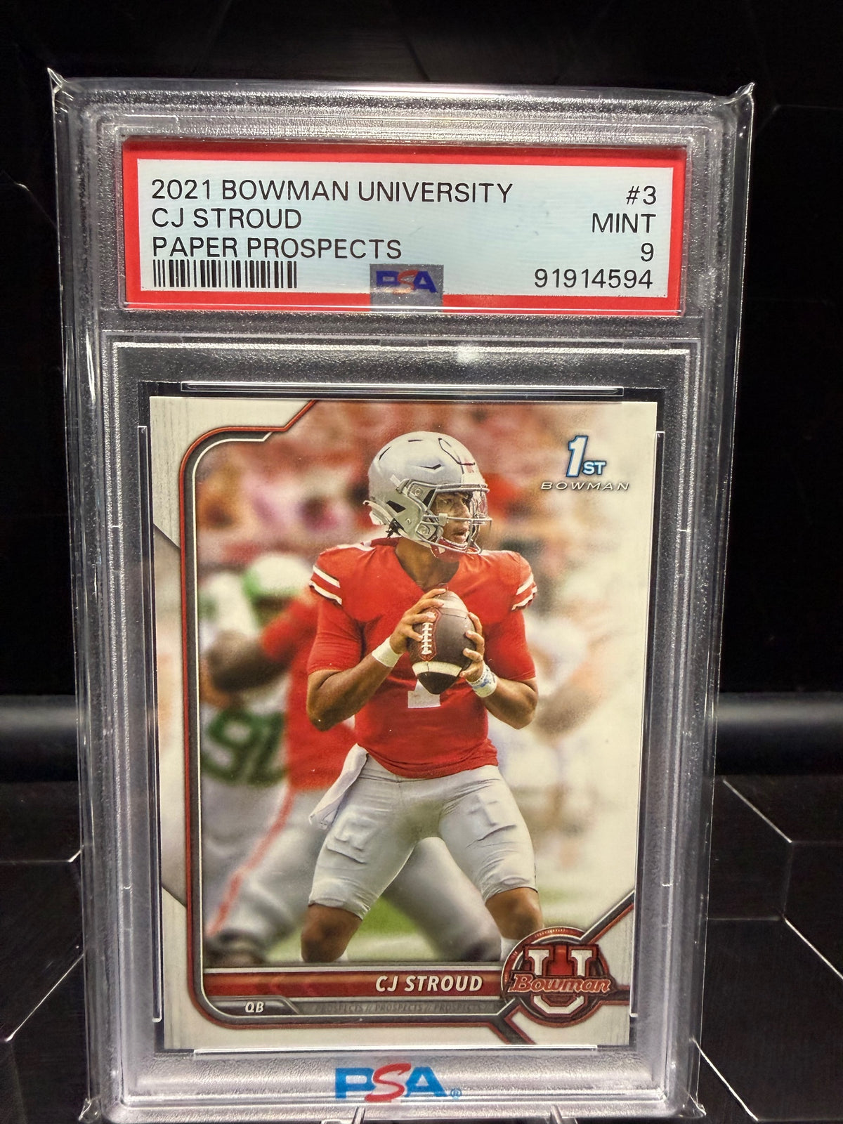 2021-22 Bowman University #3 C.J. Stroud Paper Prospects PSA 9