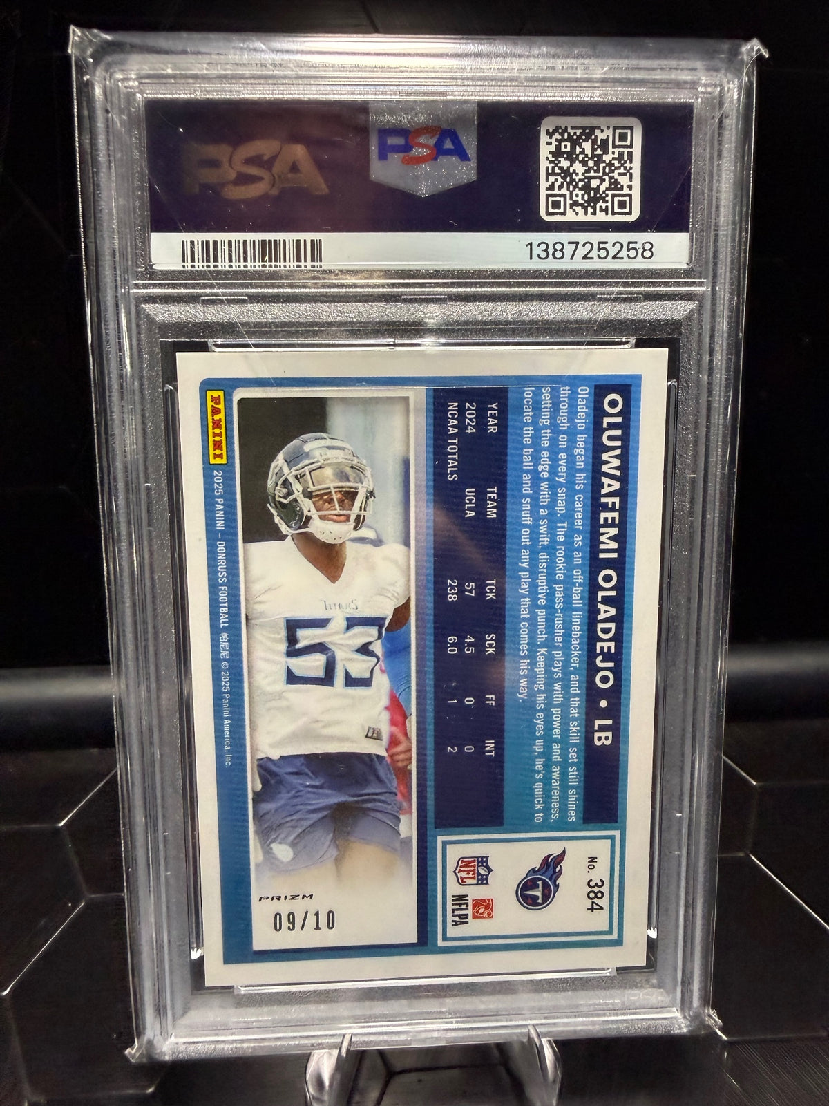 2025 Donruss #384 Oluwafemi Oladejo Optic Preview Gold Ice /10 PSA 10
