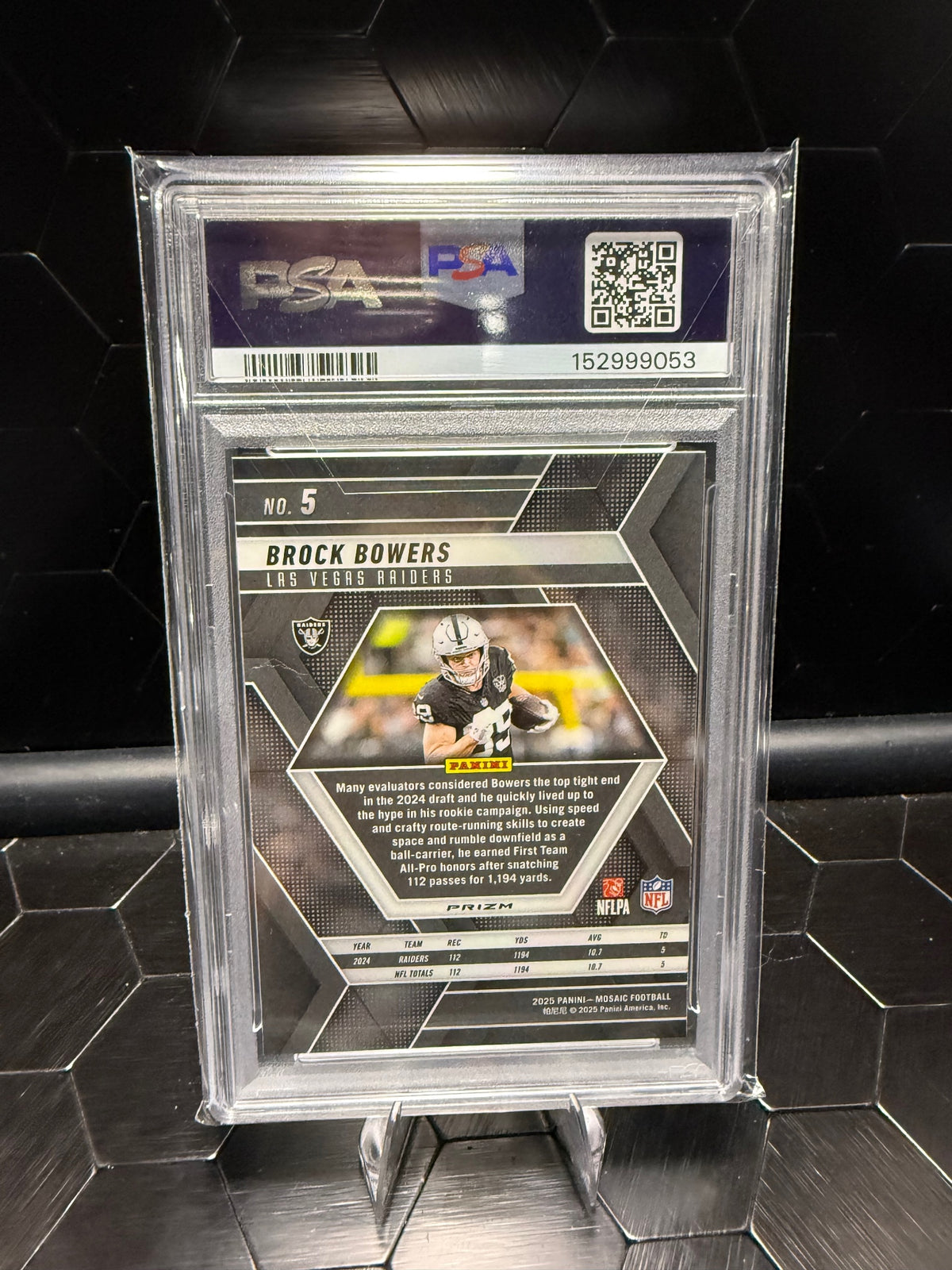 2025 Panini Mosaic #5 Brock Bowers Purple Scope PSA 10