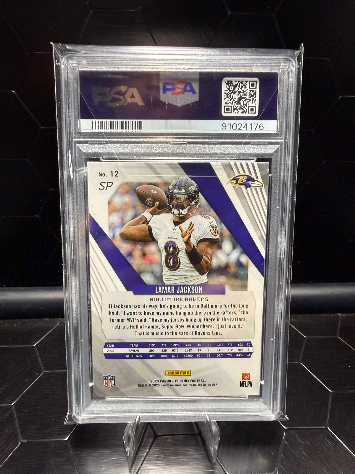 2023  Phoenix #12 Lamar Jackson SP-White Shimmer PSA 10