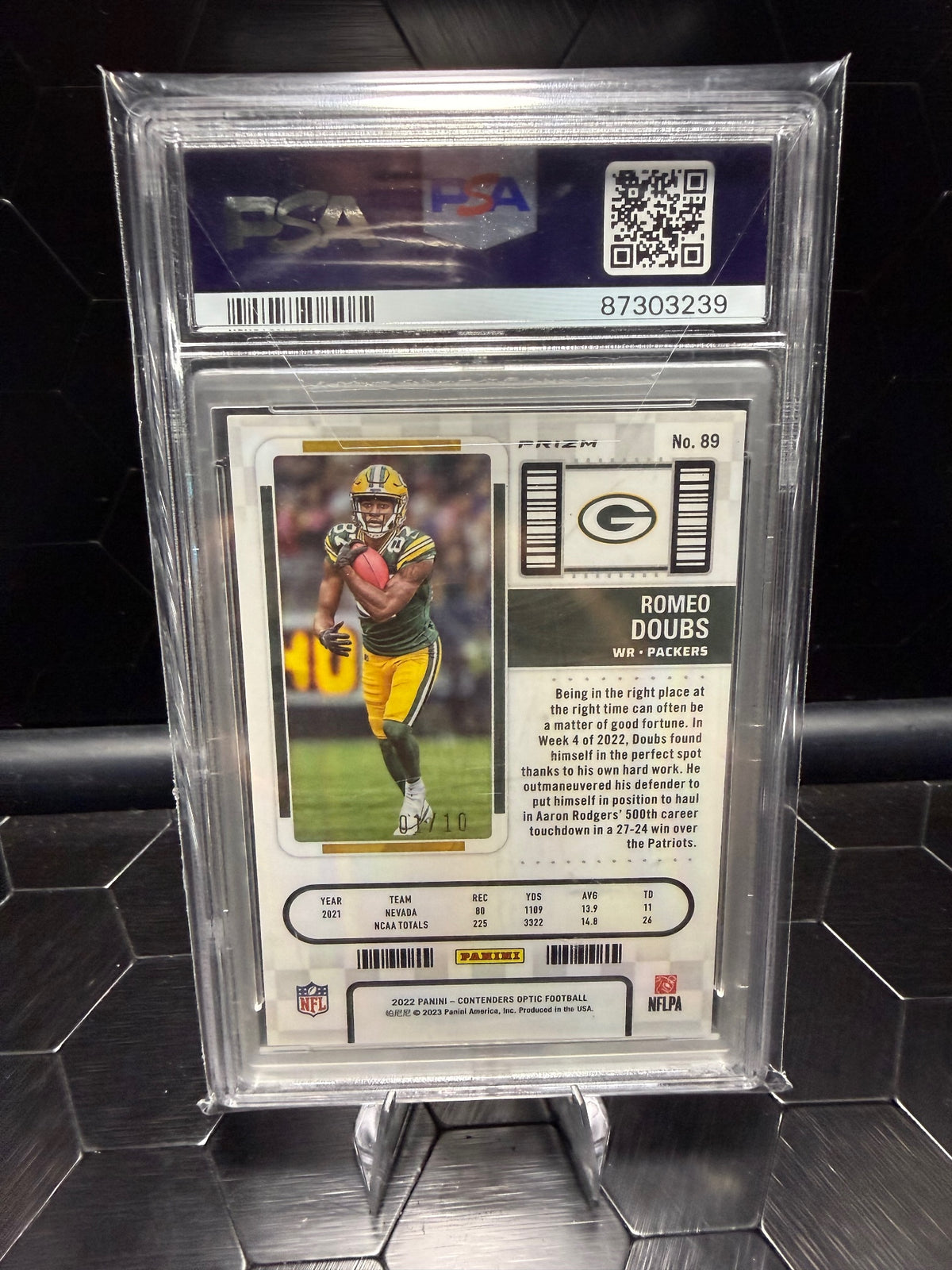 2022 Panini Contenders Optic #89 Romeo Doubs Gold PSA 9