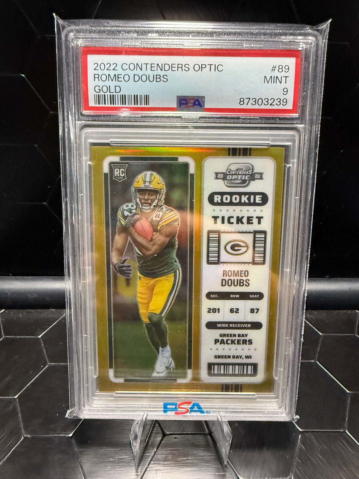 2022 Panini Contenders Optic #89 Romeo Doubs Gold PSA 9
