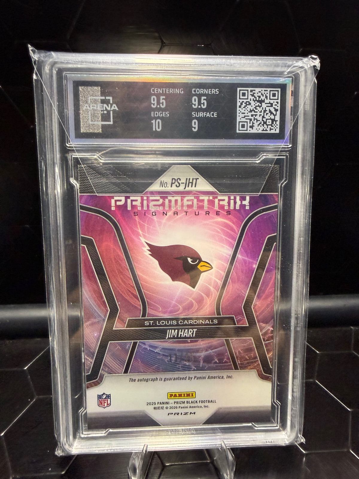 2025 Panini Prizm Black Jim Hart Sig Blue Shimmer /15 Arena Club 9.5 Auto 9
